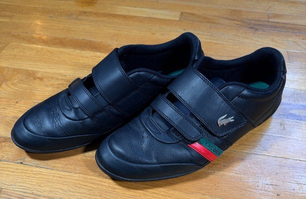 Lacoste Chaymon Club Sneakers Men’s Size 10 Black Red Lace Up Low Top